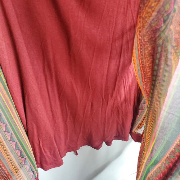 Soft Surroundings Gypset Layered Kimono Tunic Top Red Striped Beaded One Size - Picture 9 of 12